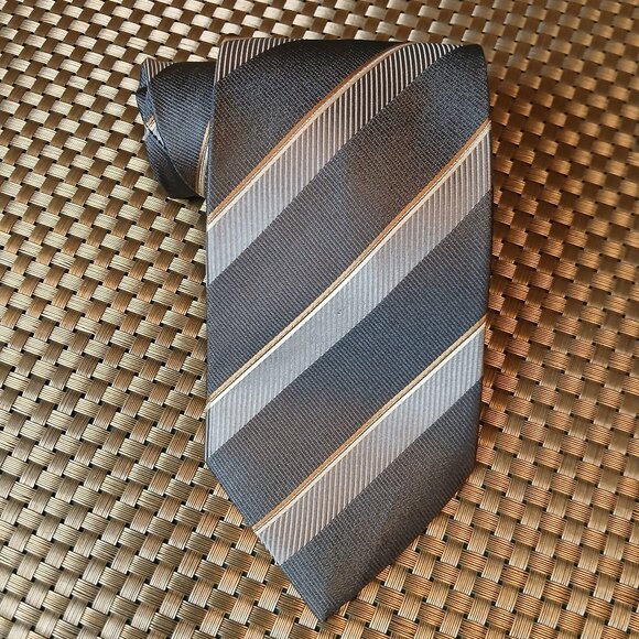 Hyundai Heavy Industries Silk Repp Gray Striped Tie (0403) - Picture 1 of 6